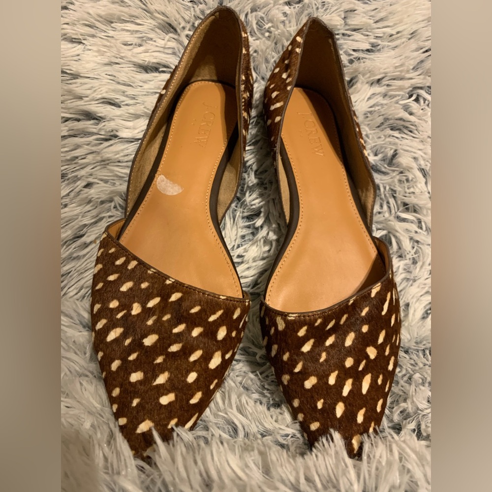 J. Crew Brown and Cream D'Orsay Pointed Flats